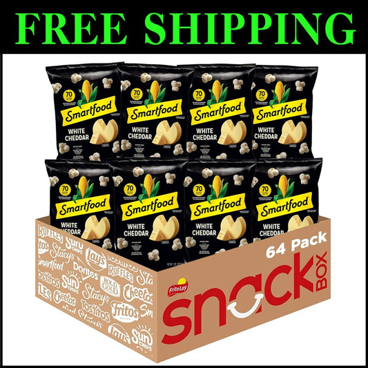 1 Ounce Pack of 64 White Cheddar Popcorn Bags - Perfect for Travel Snacking