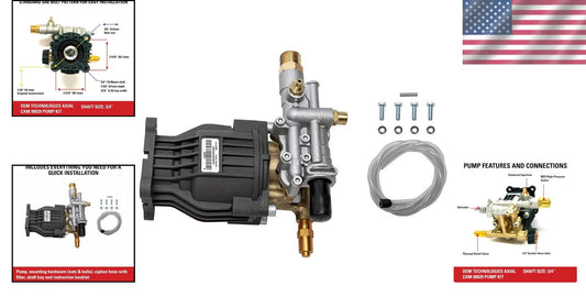 Maintenance-Free 3400 PSI Replacement Pump Kit for Horizontal Engine Washers