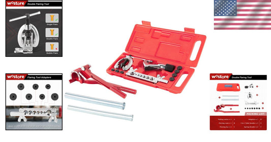 All-in-One Double Flaring Tool and Tube Bender Kit with 7 Adapters for Precision