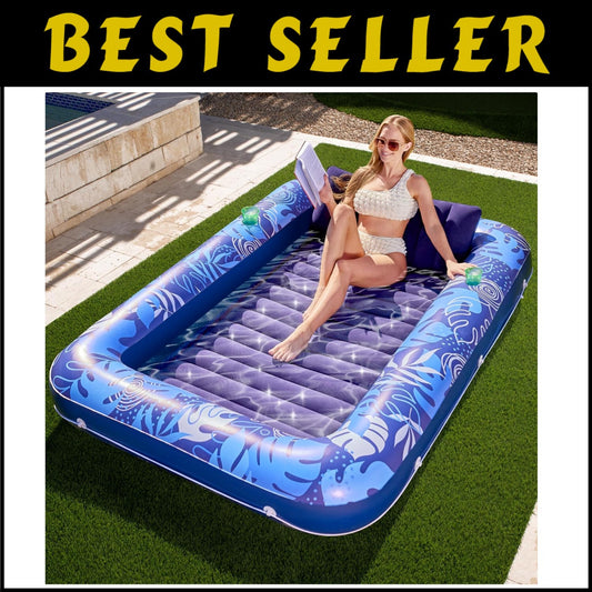 UV-Resistant Extra Large Inflatable Float with Detachable Headrest for Adults