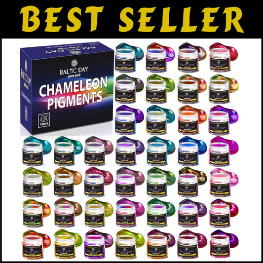 40 Color Shifting Mica Powder Set - Holographic Pigments for Resin Artistry