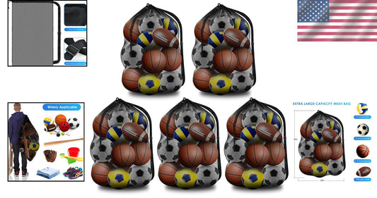 Durable 30"x40" Sports Ball Carrier with Adjustable Strap & Fresh Airflow Design