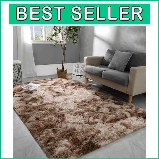 5x7 Tie-Dye Shag Area Rug: Super Soft Fluffy Carpet for Modern Living Rooms