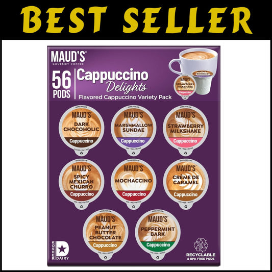 Delicious Cappuccino Coffee Pods Variety, 56 Pods – Rich Flavors & Easy Brewing