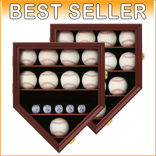 Wall-Mounted Baseball Display Case to Showcase 12 Balls & 5 Championship Rings