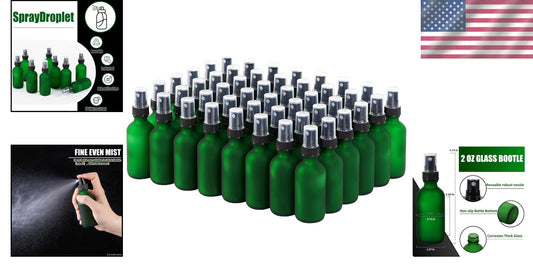 Elegant 2 oz Green Frosted Glass Spray Bottles – 48 Pack for Travel & Care