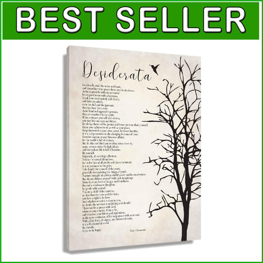 Framed Desiderata Poem Canvas - Inspirational Vintage Wall Art 16x24 Inch