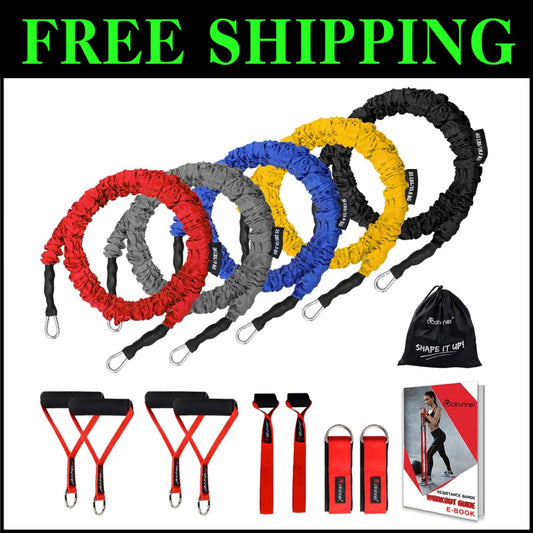 14PCS Premium Resistance Bands Set - Adjustable Workout Bands 20-150lbs