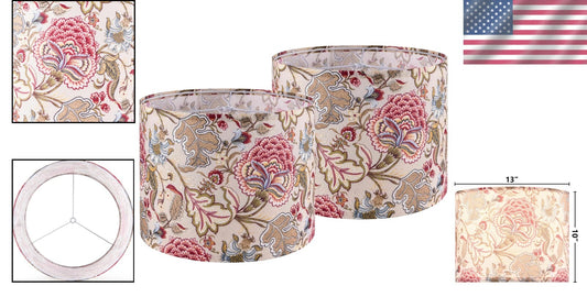 2-Pack 13" Medium Floral Lampshades - Easy Assembly for Table & Floor Lights