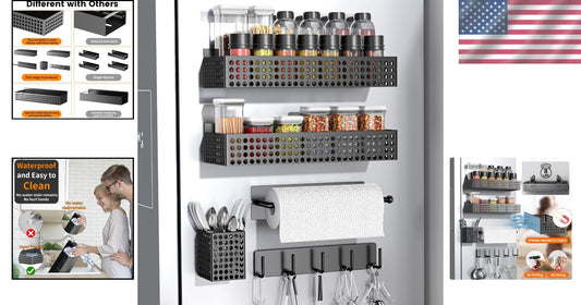 Customizable Magnetic 2-Tier Spice and Utility Rack with Strong Magnetic Hold