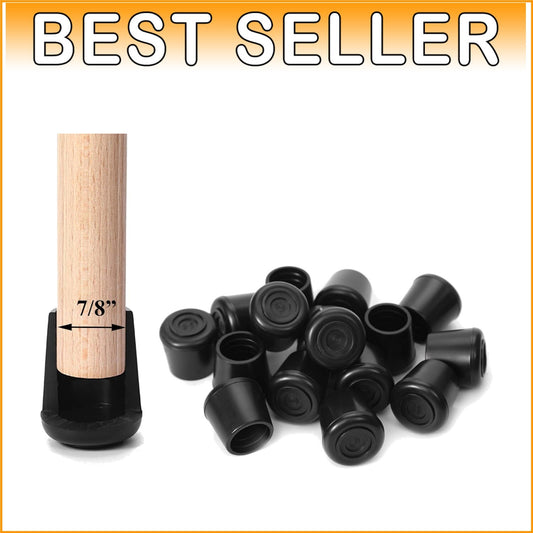 Odorless Non-Slip Rubber Chair Leg Caps - Perfect for Hardwood Floors, 7/8"