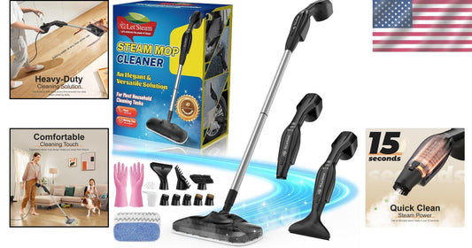 Fastest Heating 260°F Steam Mop with Handheld Cleaner – 17 Accessories Included