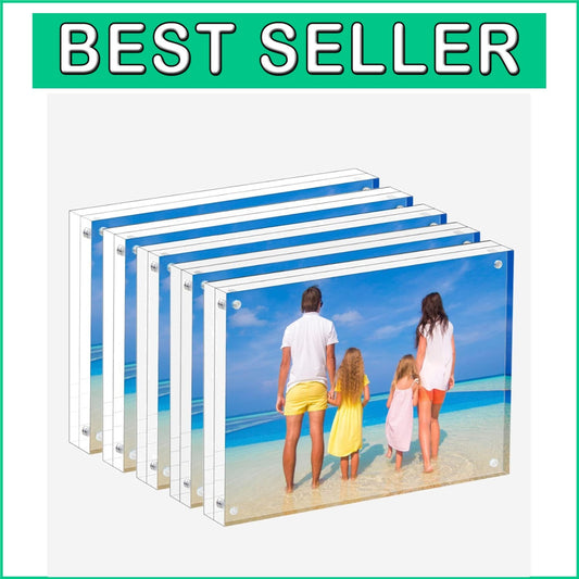 Crystal Clear 5x7 Acrylic Magnetic Picture Frames - Elegant 5-Pack Gift Set