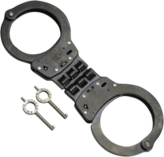 Compact Folding Handcuffs - Blue Finish with Two Keys for Security Tasks