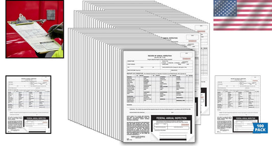 2-Ply Carbonless Annual Inspection Forms with Decals - 100 Count for Safety
