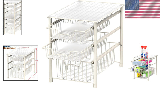 Stylish White 3-Tier Sliding Basket Drawer – Perfect for Maximizing Small Areas