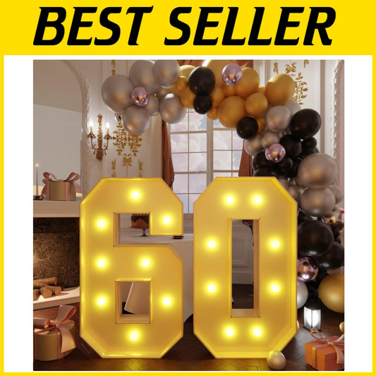 DIY Assemble Light Up 3FT Number 60 for Unforgettable Parties and Anniversaries