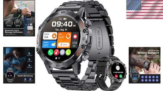 Multifunctional Bluetooth Smart Watch for Active Men: Health & Fitness Tracking