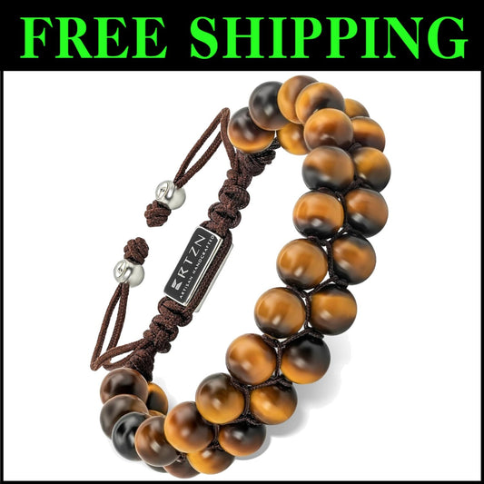 Men's Adjustable Tiger Eye Bracelet - Artisan Craftsmanship & Empowering Design