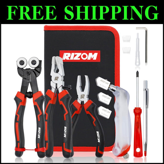 Premium Glass Cutting Tool Set: 8" Nippers, Curved Pliers & Breaker Grozer
