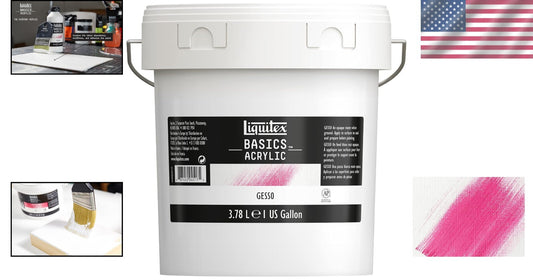 128 Oz BASICS Gesso Prep Medium with Matte Finish for All Painting Surfaces