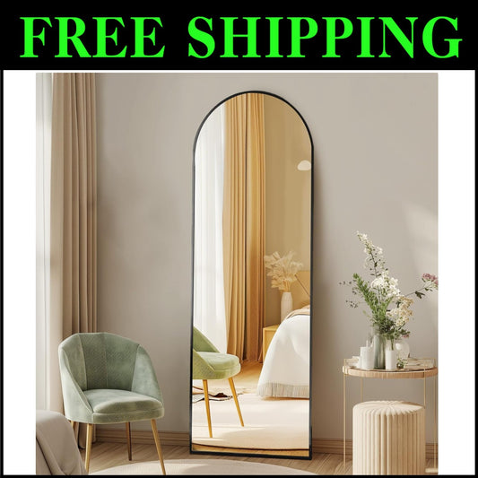 Ready-to-Use 64" x 21" Sleek Arched Mirror with Shatterproof Design - Home Decor