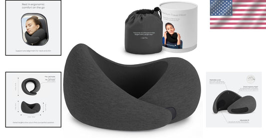Asymmetrical Neck Pillow for Travel - Washable Modal Cover & Travel Bag Included