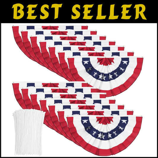 Durable American Pleated Fan Flag - Outdoor Half Fan Banner for Celebrations