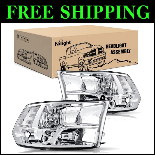 Chrome Headlight Assembly for 2009-2018 Dodge Ram 1500 2500 3500 - Quick Install