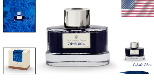 Indelible Cobalt Blue Ink in Elegant 75ml Bottle - Perfect for Creative Work