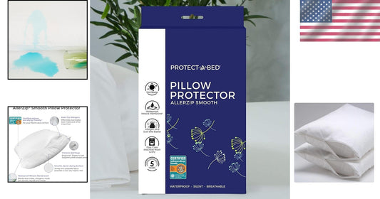 Allergen-Blocking Zippered Pillow Protectors - Waterproof, 2-Pack, Standard