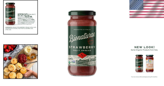 Delicious Organic Strawberry Fruit Spread - Hand-Harvested, 9 Oz Jars, 12 Pack