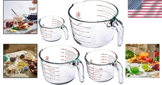 Versatile Kitchen Glass Measuring Cups, Set of 4 - Dishwasher and Microwave Safe