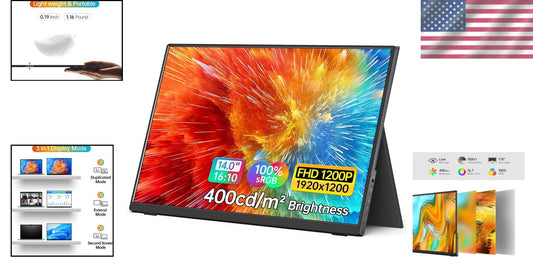 14 Inch HDR Portable Monitor with Smart Cover - Ideal for Gaming & Work