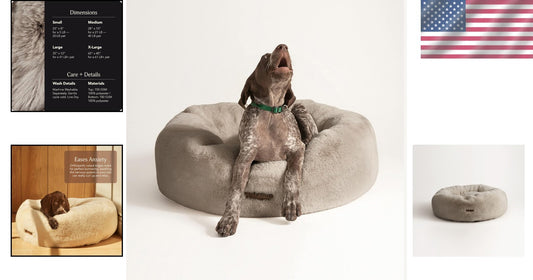 Medium Orthopedic Dog Bed - Extra Soft Faux Fur - Machine Washable Taupe Ducky