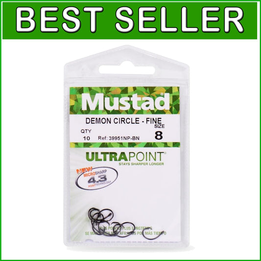 Demon Perfect Inline Circle Hook - 1X Fine Wire Fishing Hook, Wide Gap Design