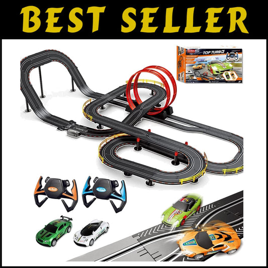 40FT Electric Slot Car Racing Track Set with 4 Cars for Thrilling Racing Fun