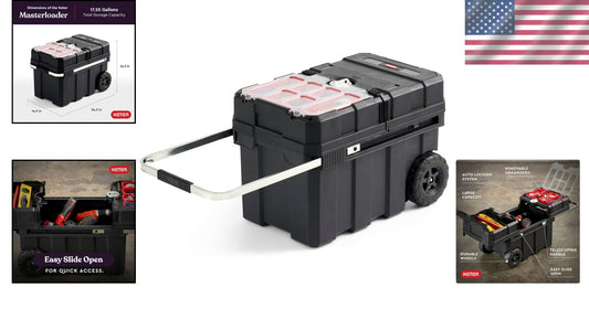 66 lb Capacity Masterloader Tool Box with Rolling Wheels for Easy Mobility
