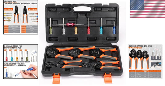 12-Piece Automotive Wiring Crimp Tool Set - Deutsch & Weather Pack Connectors