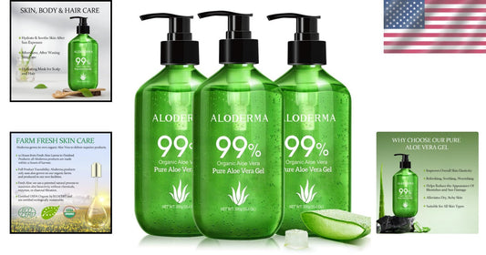 Hydrating Aloe Vera Gel for Face & Body - 99% Organic, Lightweight, Eco-Friendly