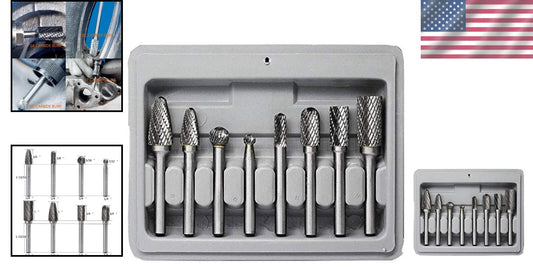 High-Quality Carbide Burrs Set - 8 Double Cut Tools for Woodworking & Metalwork