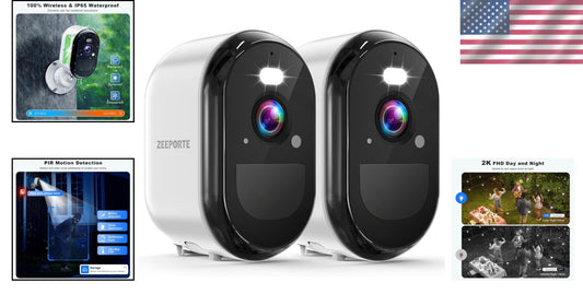 AI-Powered 2K Outdoor Security Cameras with Rechargeable Battery & Night Vision