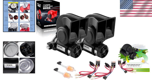 Durable Universal Fit 150 dB Air Horn Set for Cars, Trucks, and Boats - 2PCS