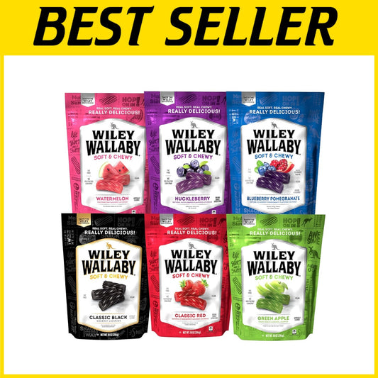 Classic Soft & Chewy Licorice 6-Pack - 10 Ounce Vegan Treats in 7 Flavors