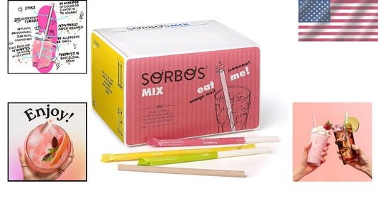 200 Pack Edible Straws - Chocolate, Lemon, Lime, Strawberry - Eco-Friendly Fun