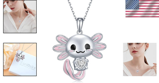 Delicate Axolotl Necklace in 925 Sterling Silver - Perfect Gift for Any Occasion