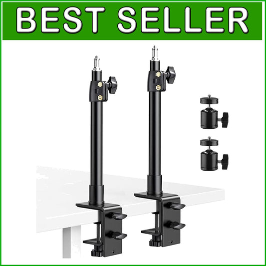 2-Pack Adjustable Desk Mount Stand with 360° Ball Head for Cameras & Lights