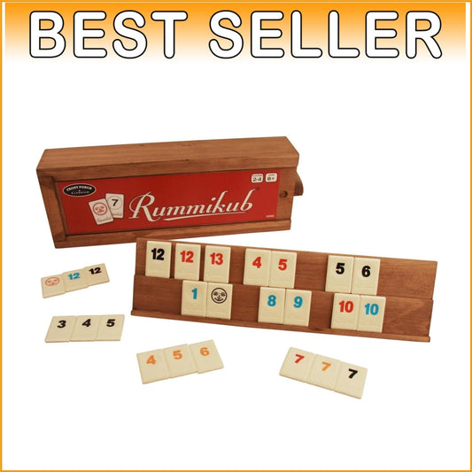 All-Wood Rummikub Vintage Game Set with Built-in Trays - Timeless Family Fun
