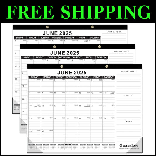 19-Month 2025 Desk Calendar Set, 3-Pack - Ideal for Home Office & Classroom Use