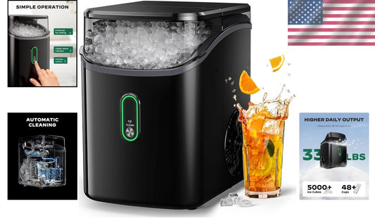 Chewable Nugget Ice Maker - Compact Countertop Design with 1-Click Operation